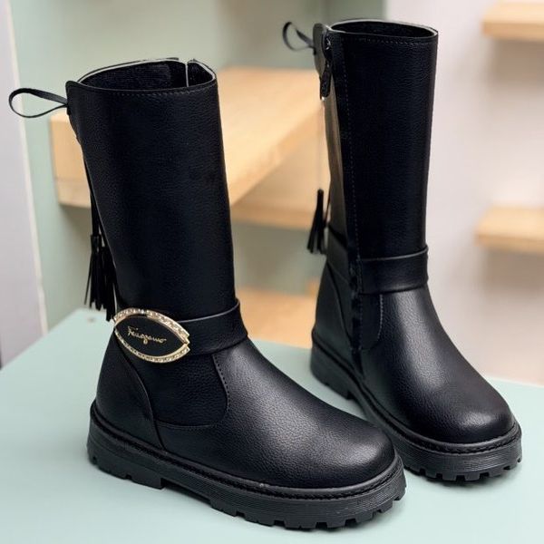 بوت بلند بچگانه چرمی نگینی کد 4080402