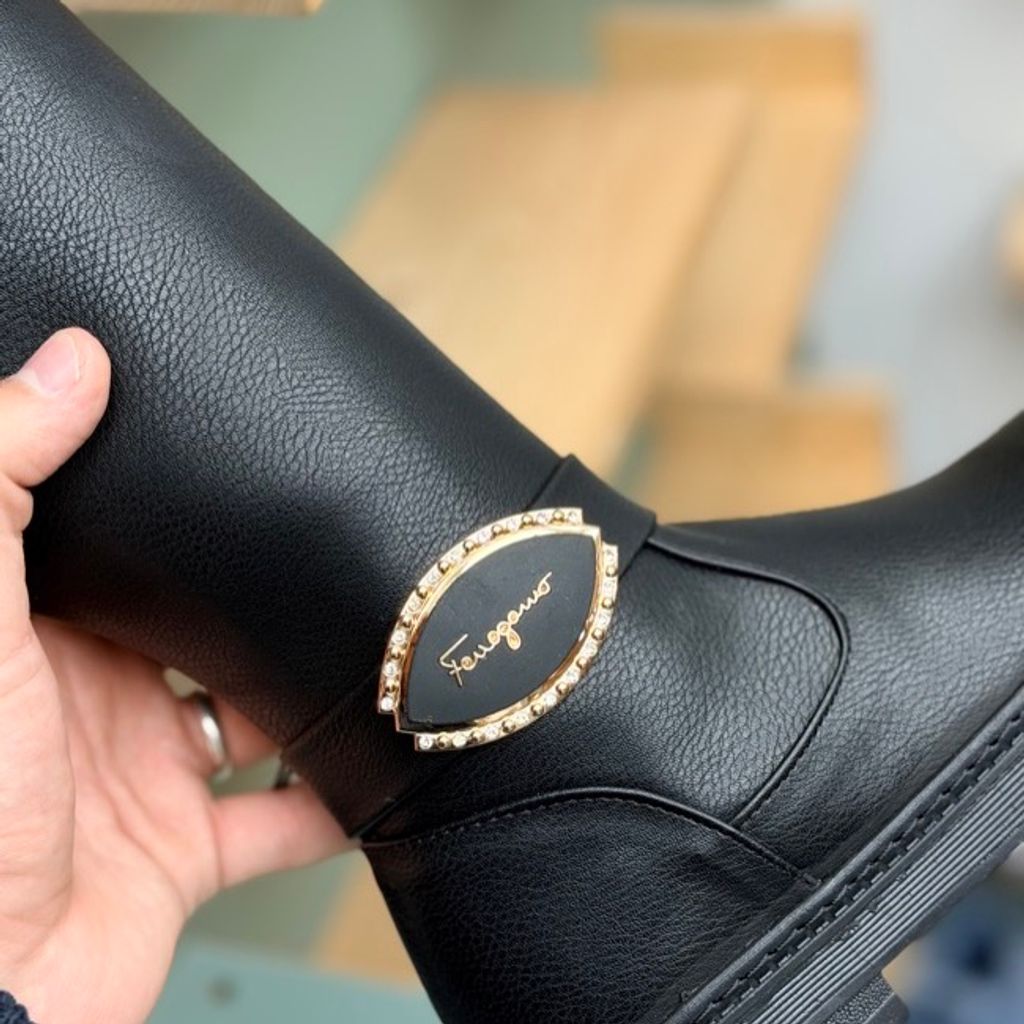 خرید اینترنتی قیمت بوت بلند بچگانه چرمی نگینی کد 4080402