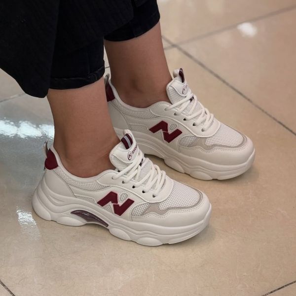 کفش نیوبالانس خارجی زنانه مدل KShoes رنگ سفید زرشکی