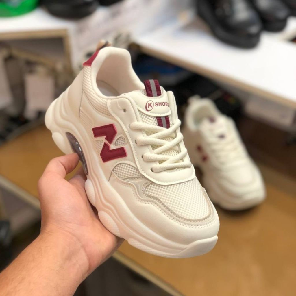 فروش اینترنتی کفش نیوبالانس خارجی زنانه مدل KShoes رنگ سفید زرشکی