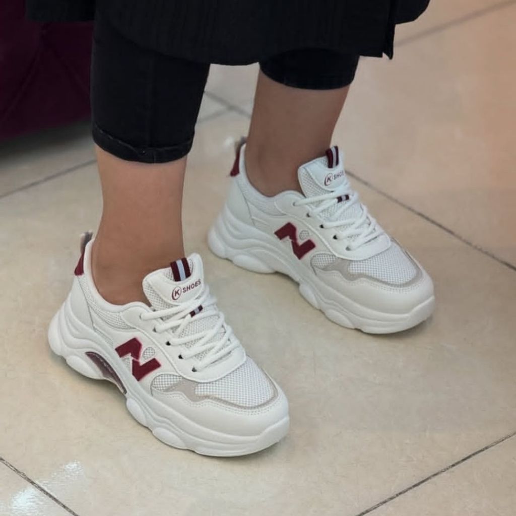 فروش اینترنتی کفش نیوبالانس خارجی زنانه مدل KShoes رنگ سفید زرشکی