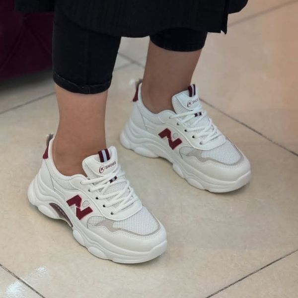 کفش نیوبالانس خارجی زنانه مدل KShoes رنگ سفید زرشکی