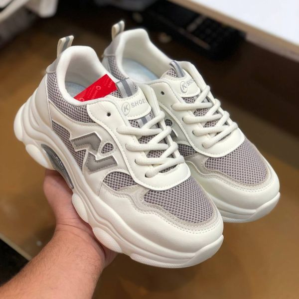 کفش نیوبالانس خارجی زنانه مدل KShoes رنگ سفید طوسی