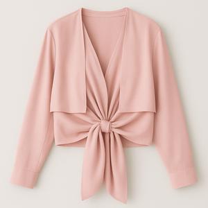 شومیز زنانه گره‌ای سلین – کرپ سبک با طراحی جلو باز