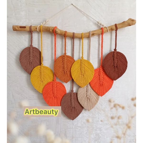 دیوارکوب برگ مکرومه پاییزه طرح ممتاز