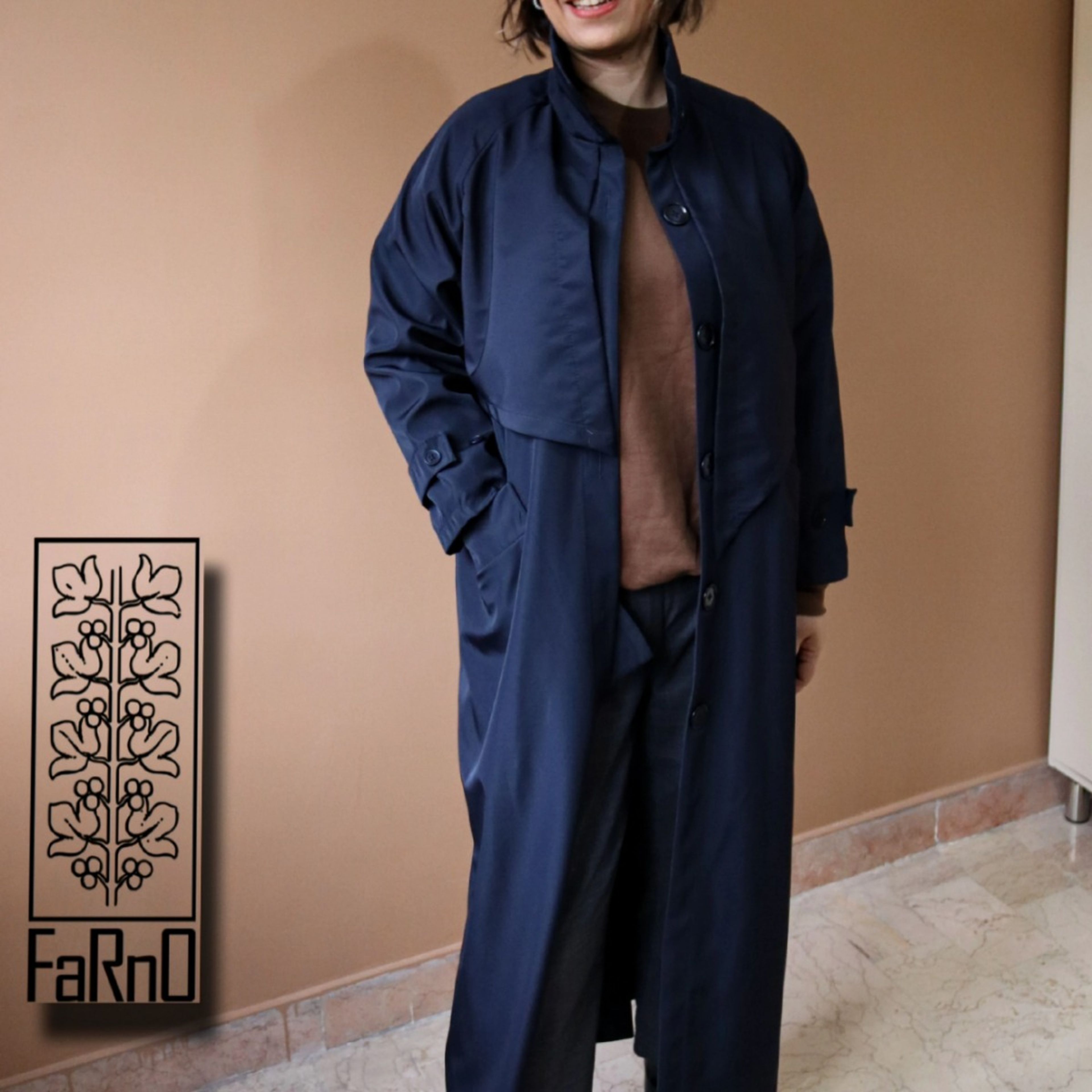 خرید آنلاین بارونی بلند زنانه سرمه ای