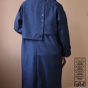 قیمت ارزان بارونی بلند زنانه سرمه ای