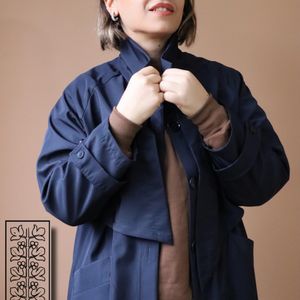 خرید انلاین بارونی بلند زنانه سرمه ای