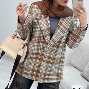 کت چهارخونه طرح یقه انگلیسی سارینا