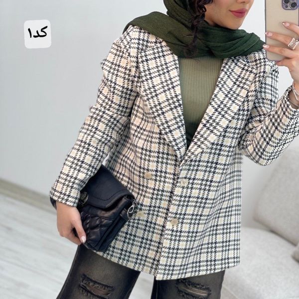 کت چهارخونه طرح یقه انگلیسی سارینا