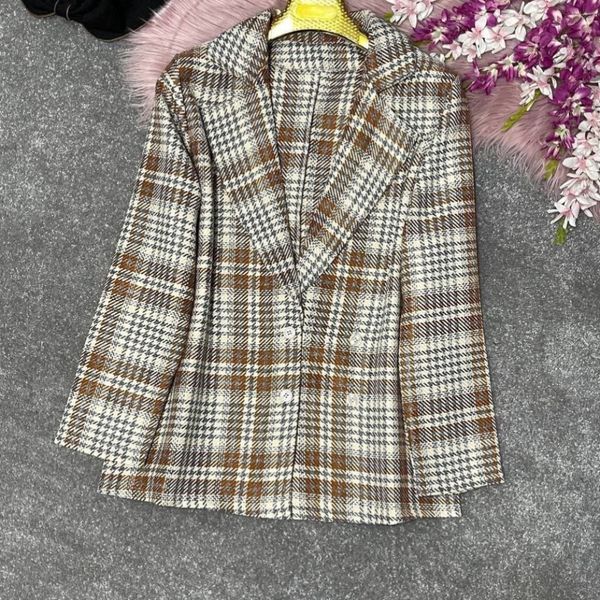 کت چهارخونه طرح یقه انگلیسی سارینا