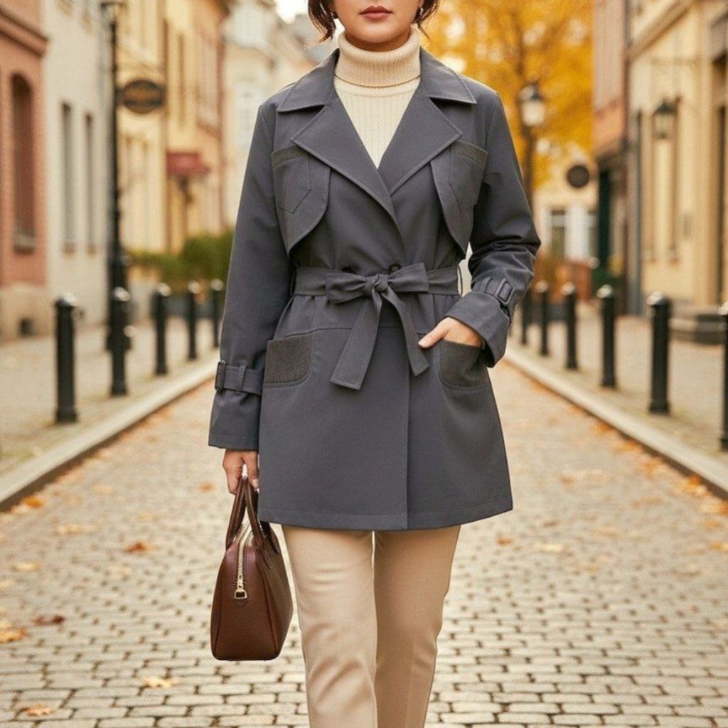 خرید آنلاین بارونی آستردار سولین تا سایز 54 طوسی تیره