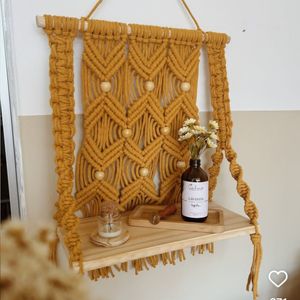 شلف چوبی مکرومه بافی طرح پرنیا