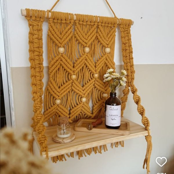 شلف چوبی مکرومه بافی طرح پرنیا