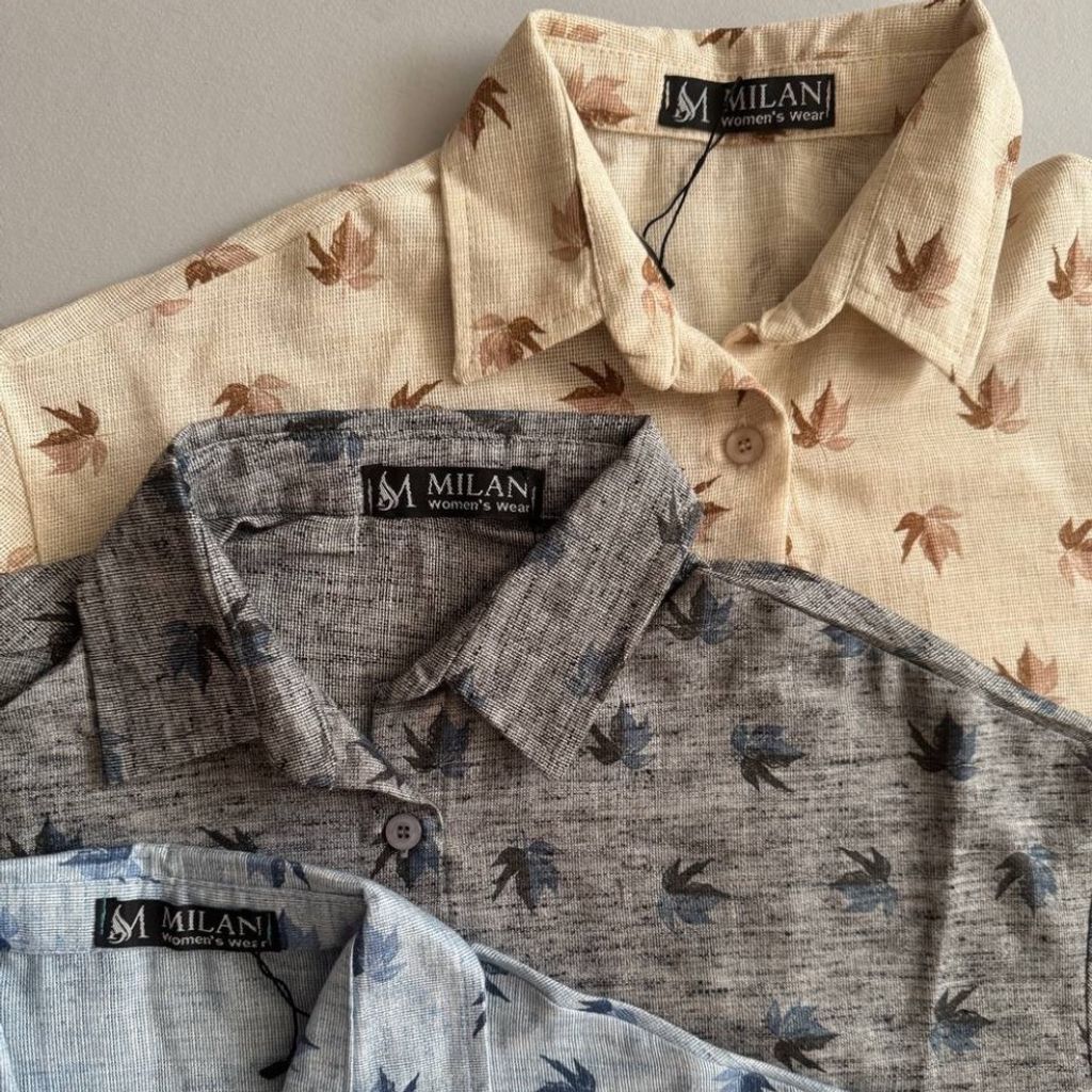 خرید اینترنتی شومیز زنانه و دخترانه طرح برگ فری سایز