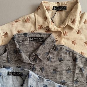 شومیز زنانه و دخترانه طرح برگ فری سایز