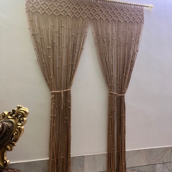 پرده مکرومه ارت بیوتی طرح لوزی