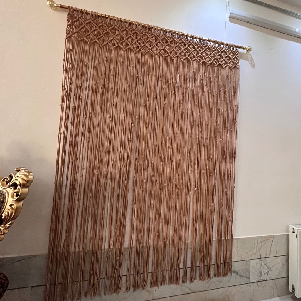 قیمت ارزان پرده مکرومه ارت بیوتی طرح لوزی