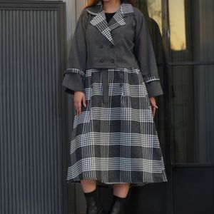 قیمت ارزان کت و دامن پاییزه زنانه طوسی سیر