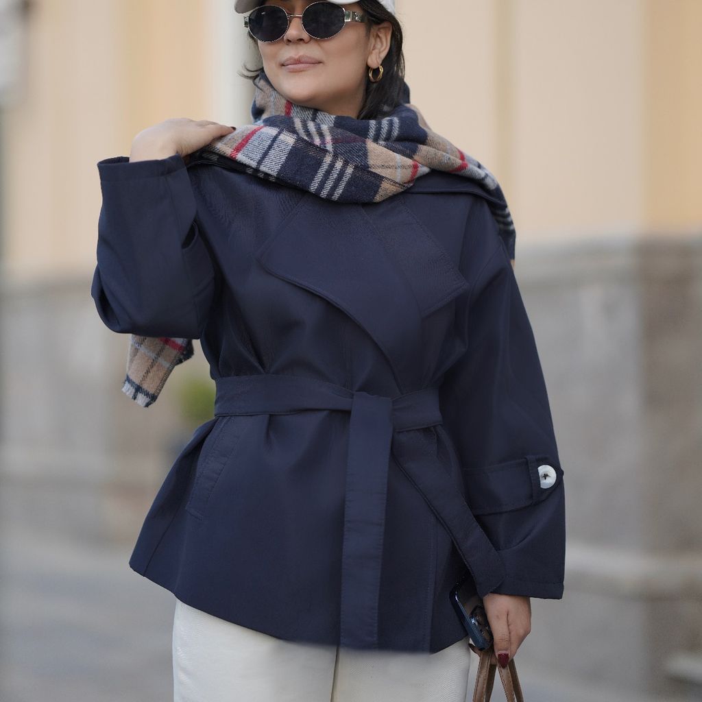 قیمت ارزان بارونی کوتاه سرمه ایی