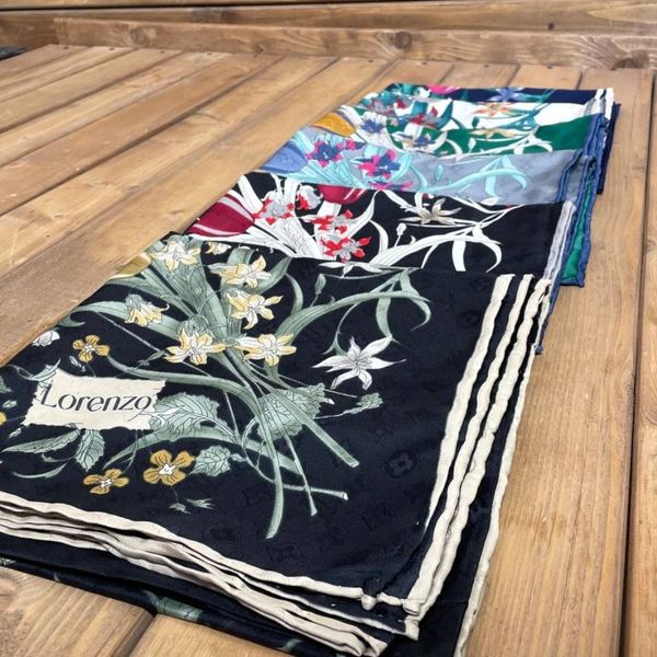 روسری ابریشم ژاکارد دور دست دوز قواره 110 مجلسی