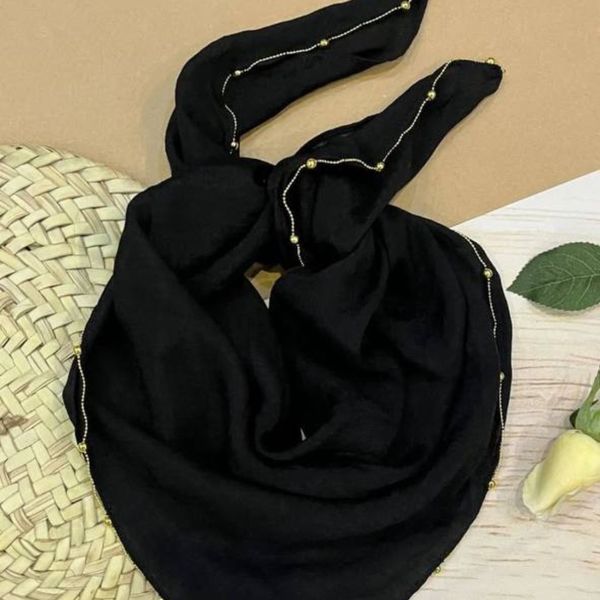 مینی اسکارف زنجیری مشکی قواره 80 سانتی