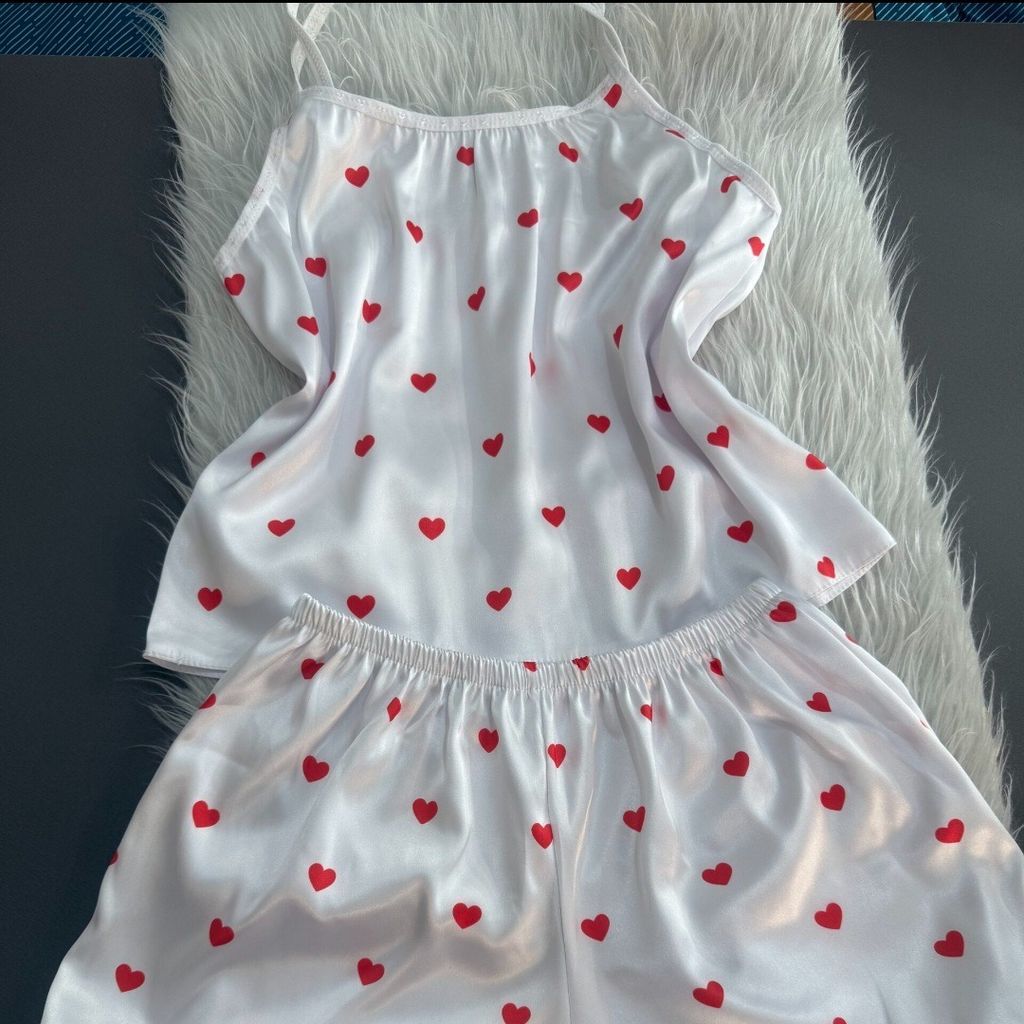 قیمت ارزان تاپ و شلوارک ساتن قلبی❤