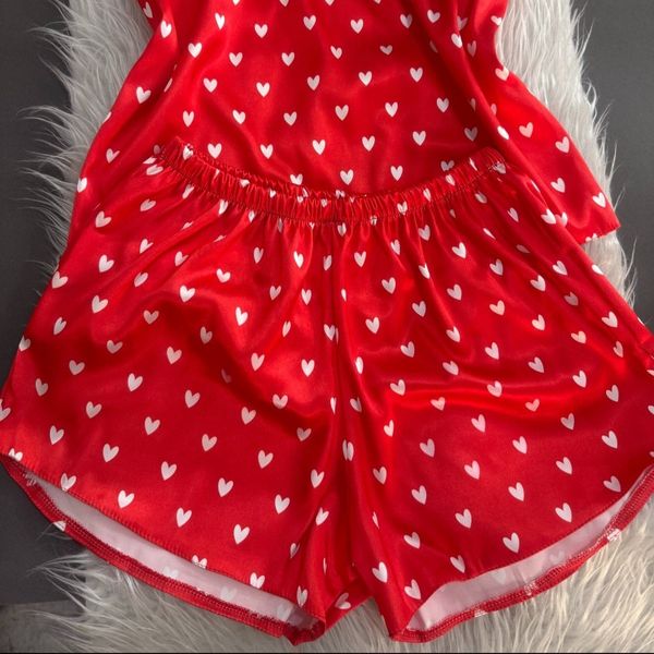 تاپ و شلوارک ساتن قلبی❤