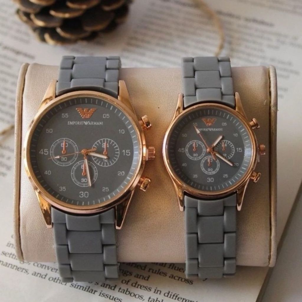 مشخصات 369173 ست ساعت امپریو آرمانی – طوسی خاص با قاب رزگلد