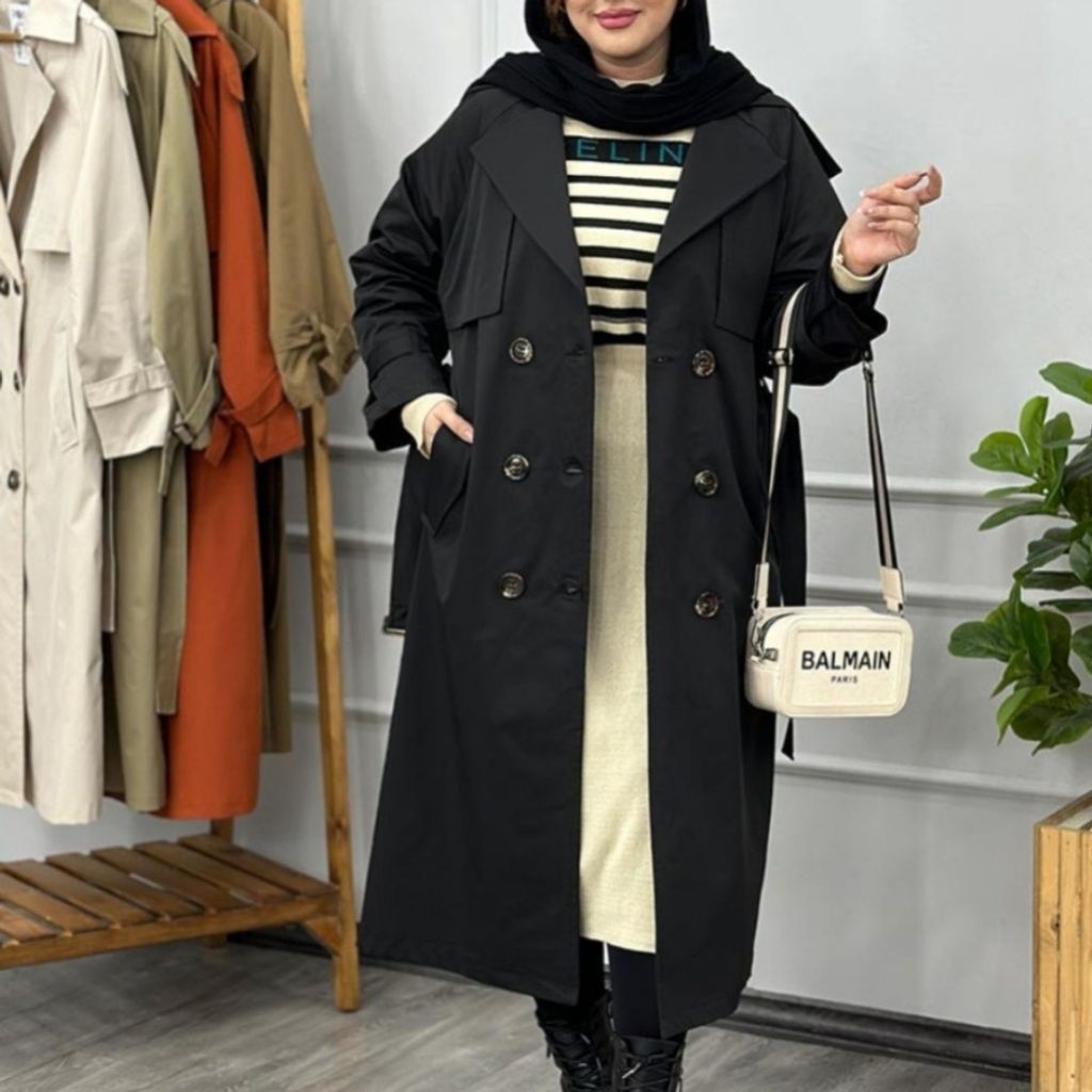 خرید اینترنتی مانتو بارونی زنانه طرح بارانا