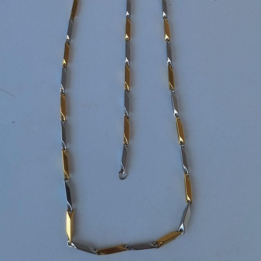 خرید انلاین ست زنجیری دستبند و گردنبند کبریتی استیلی طلایی