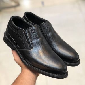 کفش چرم مردانه مجلسی مدل رخشی رنگ مشکی