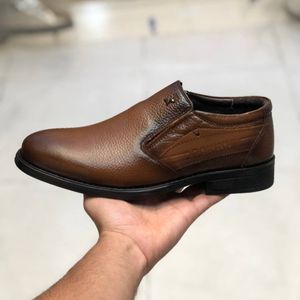 فروش اینترنتی کفش چرم مردانه مجلسی مدل رخشی رنگ عسلی