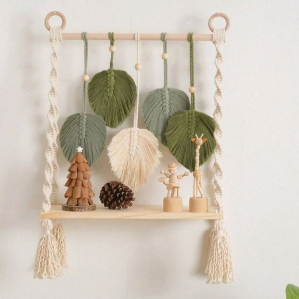 قیمت شلف مدرن چوبی مکرومه برگ آرت بیوتی