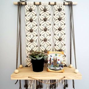 شلف_چوبی مکرومه مدرن طرح قهوه