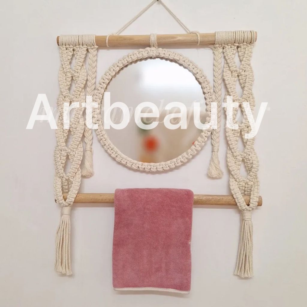 خرید آنلاین هولدر ‌حوله و اینه مکرومه بافی مدل دانژه