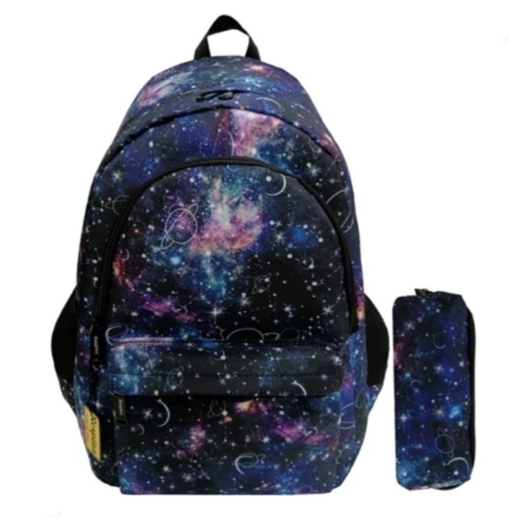 خرید اینترنتی کوله پشتی مدرسه مدل کهکشانی به همراه جامدادی (برند رسپینا)