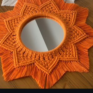 آیینه دکوراتیو مکرومه بافی  مدل خورشید