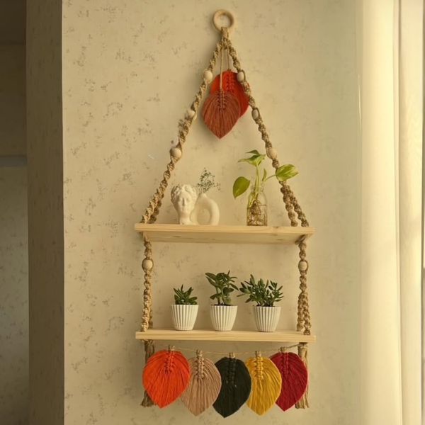 شلف  مکرومه بافی مدل رنگین