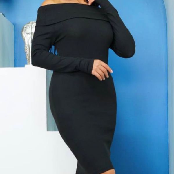 پیراهن ماکسی یقه‌قایقی مشکی