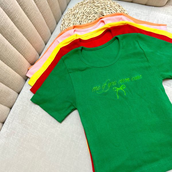 کراپ تیشرت گلدوزی پاپیون