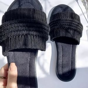 صندل مکرومه بافی مدل مجلسی‌مشکی