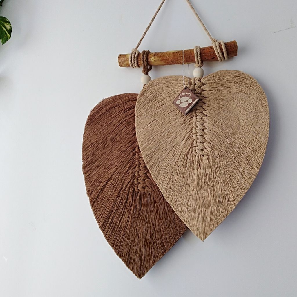 خرید اینترنتی دیوارکوب دو برگ مکرومه مدل چم