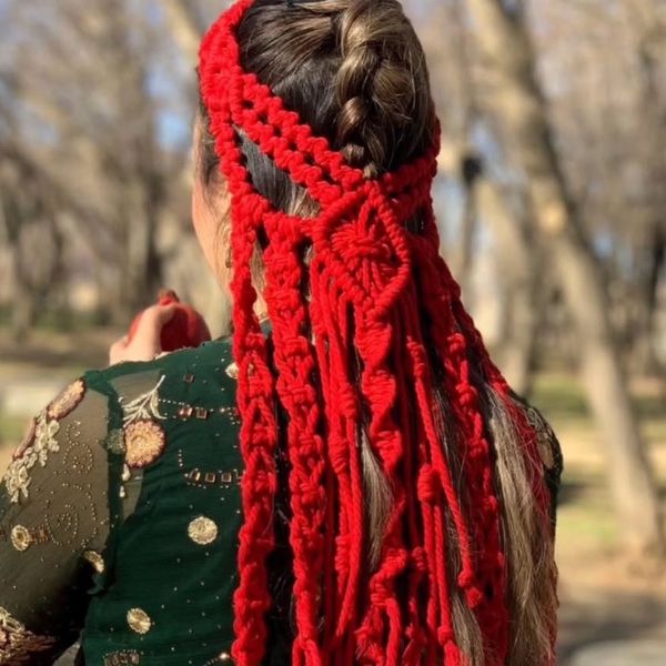 سربند یلدایی مکرومه بافی