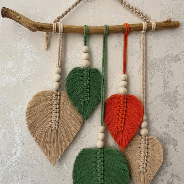 دیوار کوب مکرومه بافی مدل برگ رنگی