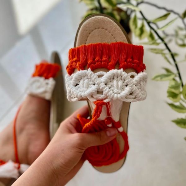 صندل مکرومه بافی مدل انار