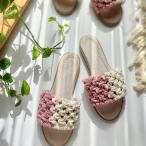 صندل مکرومه بافی دو رنگ