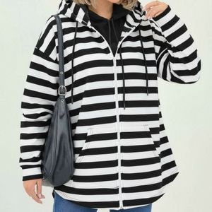 خرید انلاین سویشرت زنانه و دخترانه طرح جلو زیپ راه راه