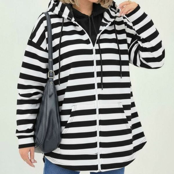 سویشرت زنانه و دخترانه طرح جلو زیپ راه راه