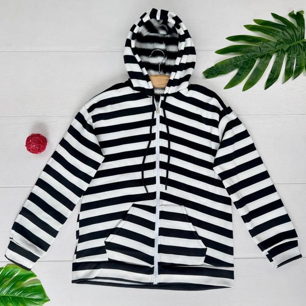 سویشرت زنانه و دخترانه طرح جلو زیپ راه راه